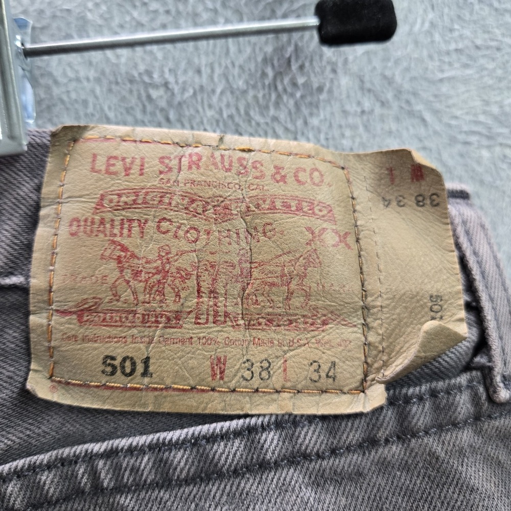 VINTAGE Levi's 501 Men Jeans 38X34 Gray Denim Original‎ Fit Straight Leg Y2K USA - Picture 13 of 15